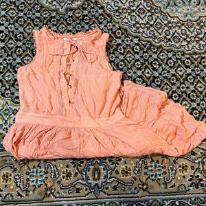 O’Neill Peach Beachy Sleeveless Button-Down Dress